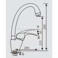 Gooseneck sink faucet dapur kuningan dengan putar